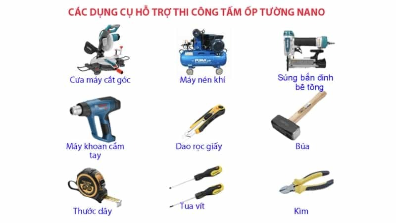 chuẩn bị dụng cụ ốp tấm nhựa nano