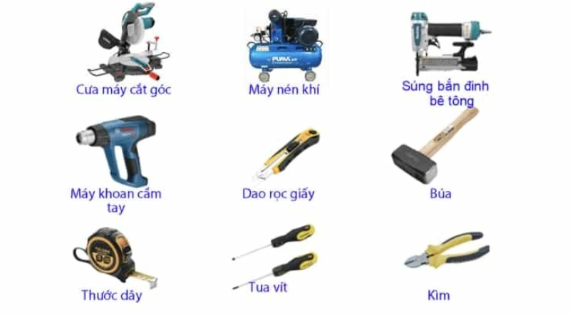 chuẩn bị dụng cụ ốp tấm nhựa nano