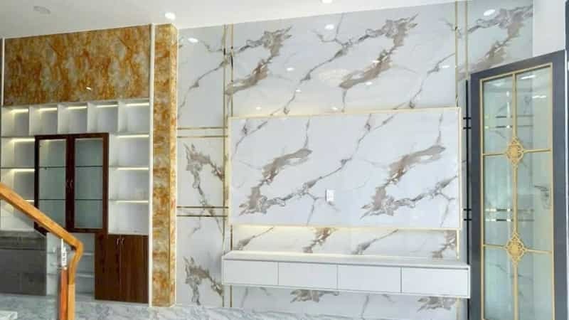 thi công tấm nhựa vân vải trong nhà